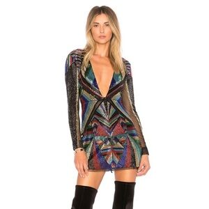 X by NBD “BOWIE” Tribal Multicolor Sequin Mini Dress from Revolve